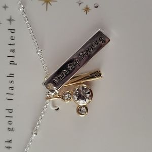 Disney Mickey Mouse necklace 14k gold flash plated never stop dreaming letter A
